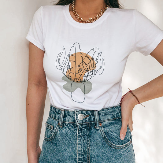 Camiseta Básica Flores- Algodón Peruano 100%